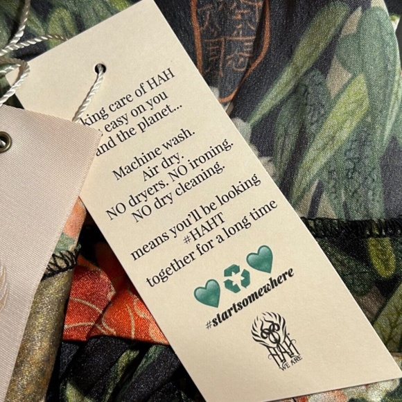 We Are HAH Perfectly Taylored Satin Floral Midi Wrap Dress Flock Together Noir S - Picture 7 of 12